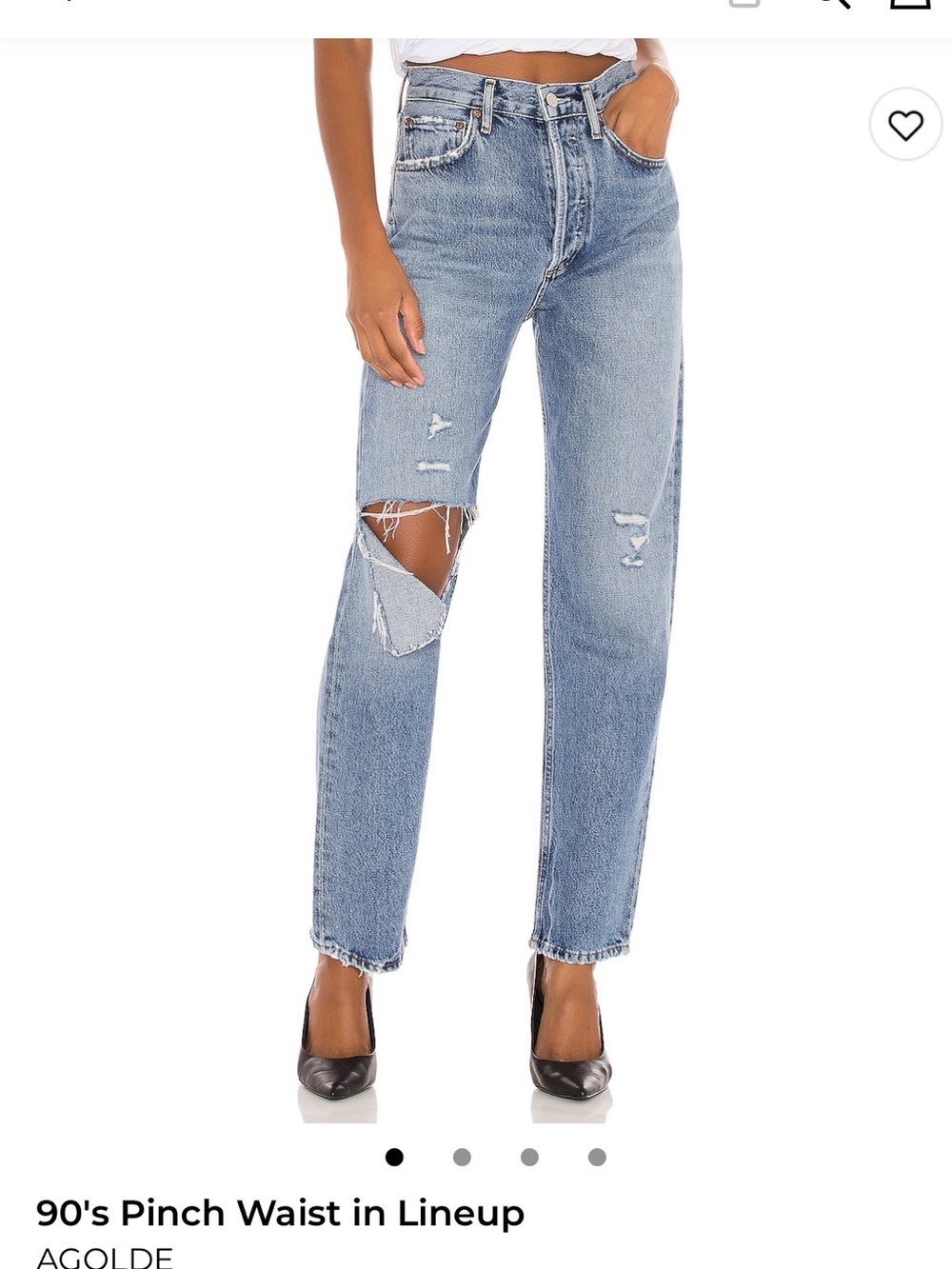 Agolde Light Blue 90’s pinch waist lineup Distressed Straight Leg Jeans